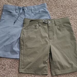 Gerry Weber Men's Blue and Green Flat Front Shorts